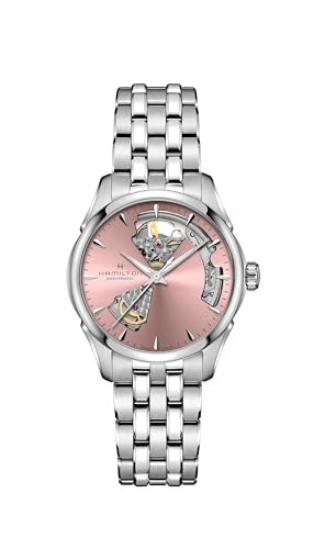 Hamilton Watch Jazzmaster Open Heart Lady Auto | Swiss Made | 36mm Stainless Steel Case | Pink Dial Analog Watch | Silver Stainless Steel Bracelet (Model: H32215170) - Image 4