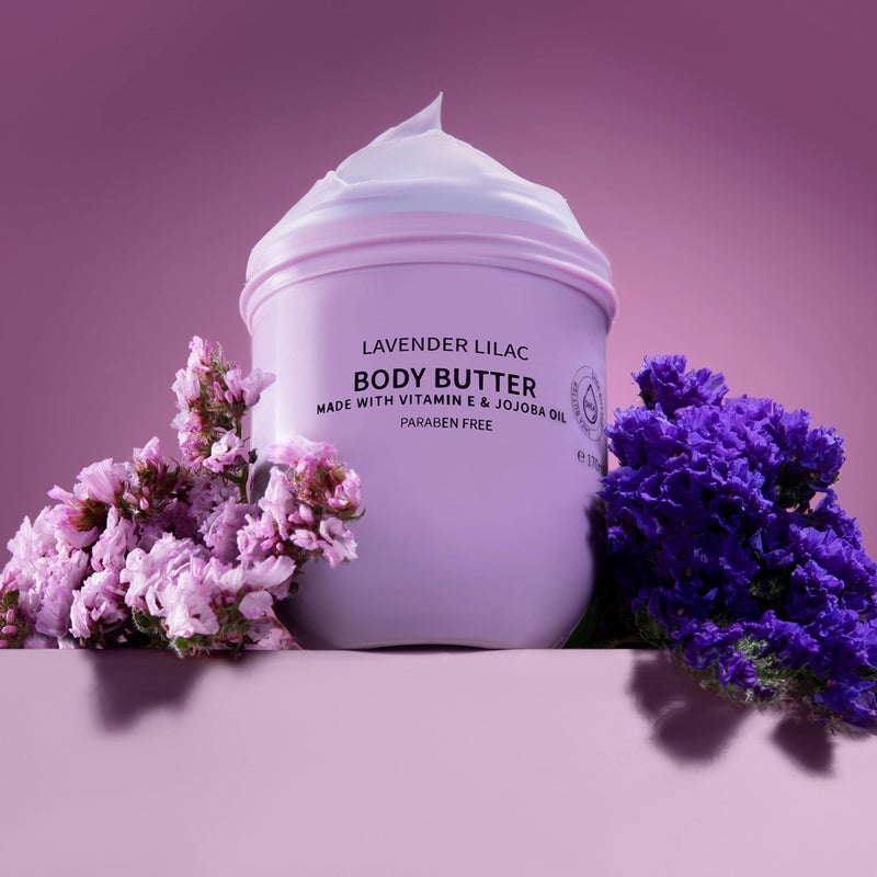 LOVERY Lavender Lilac Body Butter - Shea Cream with Jojoba Oil & Vitamin E - Hydrating Natural Moisturizer for Hands - 5.74 Fl Oz - Image 2