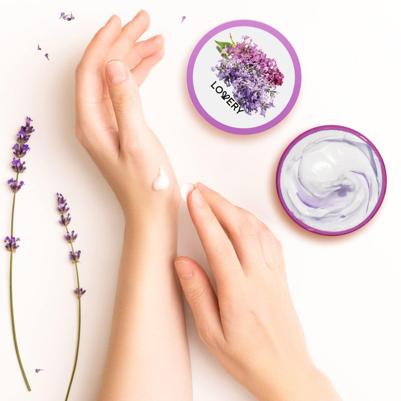 LOVERY Lavender Lilac Body Butter - Shea Cream with Jojoba Oil & Vitamin E - Hydrating Natural Moisturizer for Hands - 5.74 Fl Oz - Image 5