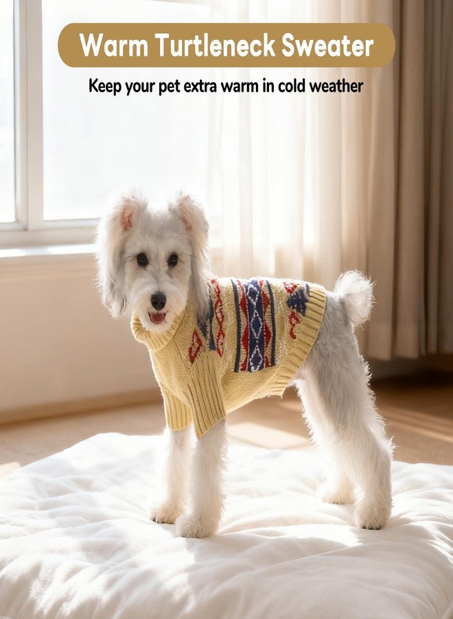 بوماي بوريتي كنزة عيد الميلاد للكلاب من بوميبوريتي، كنزة شتوية دافئة محبوكة برقبة عالية، مقاس مطاطي مناسب للكلاب الصغيرة والمتوسطة والكبيرة، مقاس XS، لون كاكي - Image 4