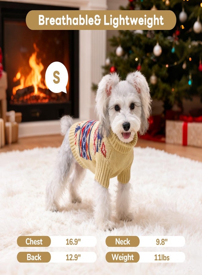 بوماي بوريتي كنزة عيد الميلاد للكلاب من بوميبوريتي، كنزة شتوية دافئة محبوكة برقبة عالية، مقاس مطاطي مناسب للكلاب الصغيرة والمتوسطة والكبيرة، مقاس XS، لون كاكي - Image 5