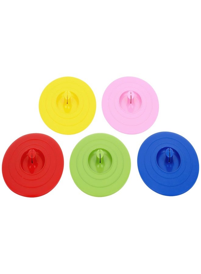 QWORK Silicone Cup Covers 10 Pack, 4 Inch Drink Cup Lids with Spoon Holder, Airtight Seal Mug Covers for Coffee Tea, Reusable Cup Lids for Mugs Glasses, 5 Bright Colors - Image 2