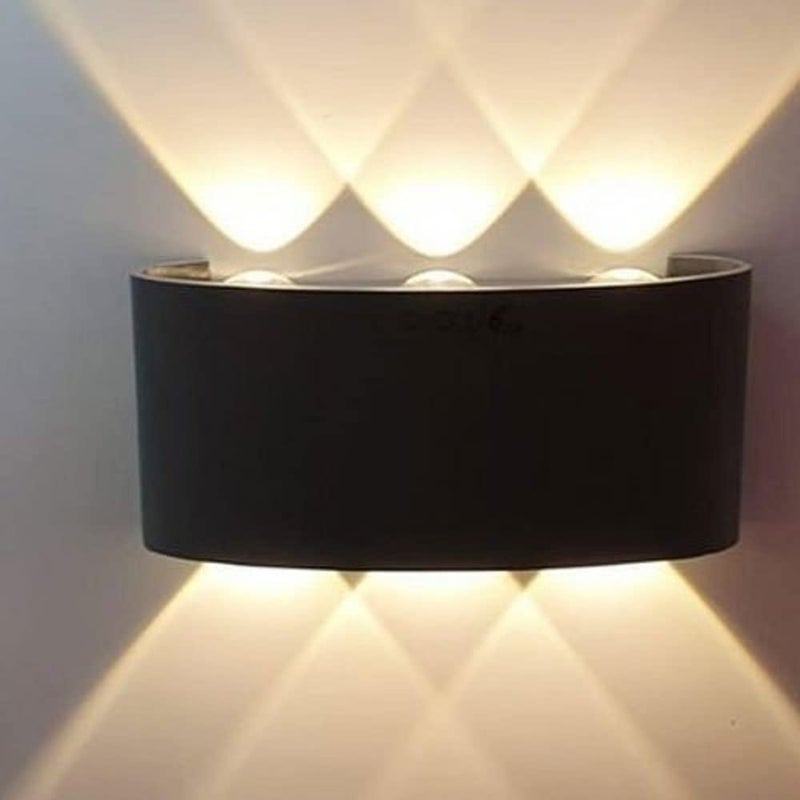 SEER 6 Watts UpDown Outdoor Oval LED 6 Ray Outdoor Waterproof IP65 Exterior Wall Step Light Fixture Waterproof Lamp Warm White Black BodyMetal Pack 1 - Image 2