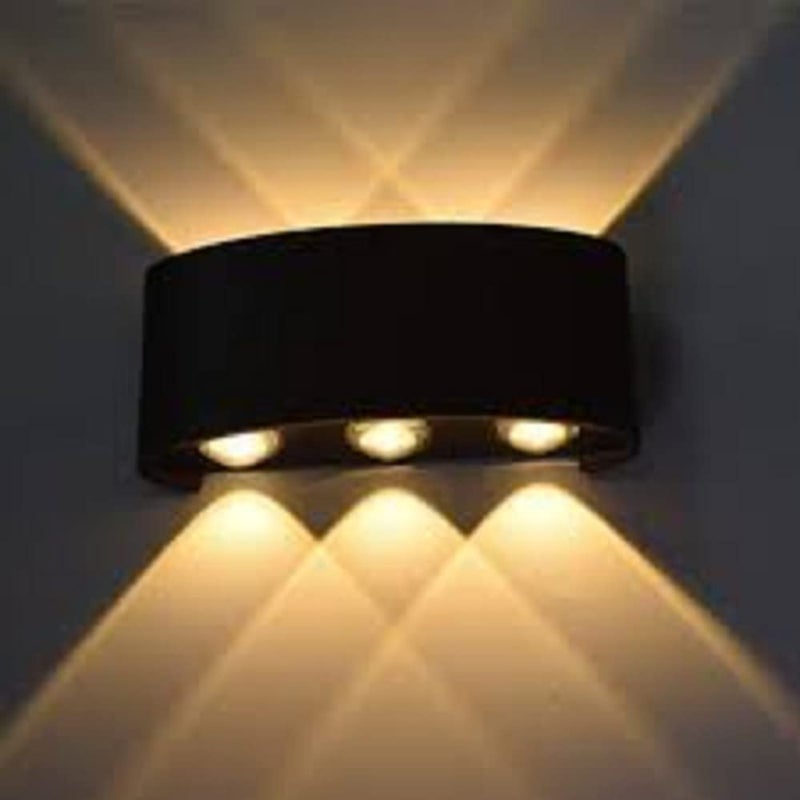 SEER 6 Watts UpDown Outdoor Oval LED 6 Ray Outdoor Waterproof IP65 Exterior Wall Step Light Fixture Waterproof Lamp Warm White Black BodyMetal Pack 1 - Image 3