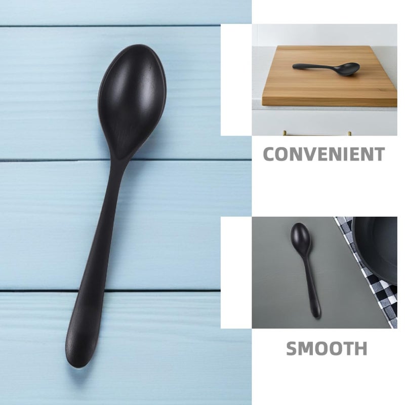 7 Inch Black Matte Plastic Ramen Soup Spoons 4 Pack Long Handle Asian Serving Spoons - Image 4