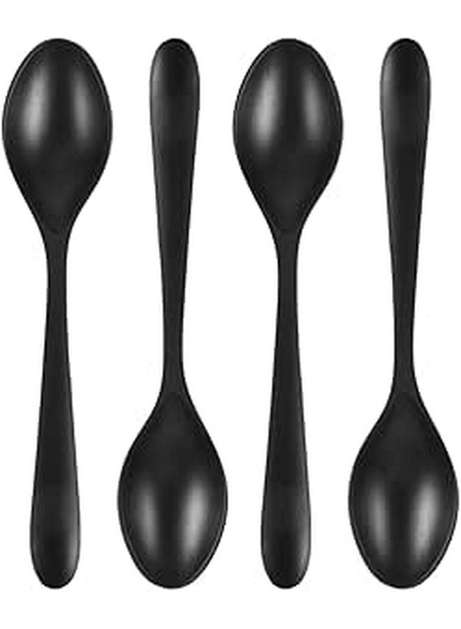 7 Inch Black Matte Plastic Ramen Soup Spoons 4 Pack Long Handle Asian Serving Spoons - Image 1