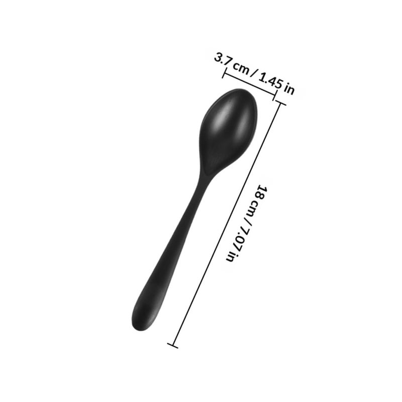 7 Inch Black Matte Plastic Ramen Soup Spoons 4 Pack Long Handle Asian Serving Spoons - Image 3