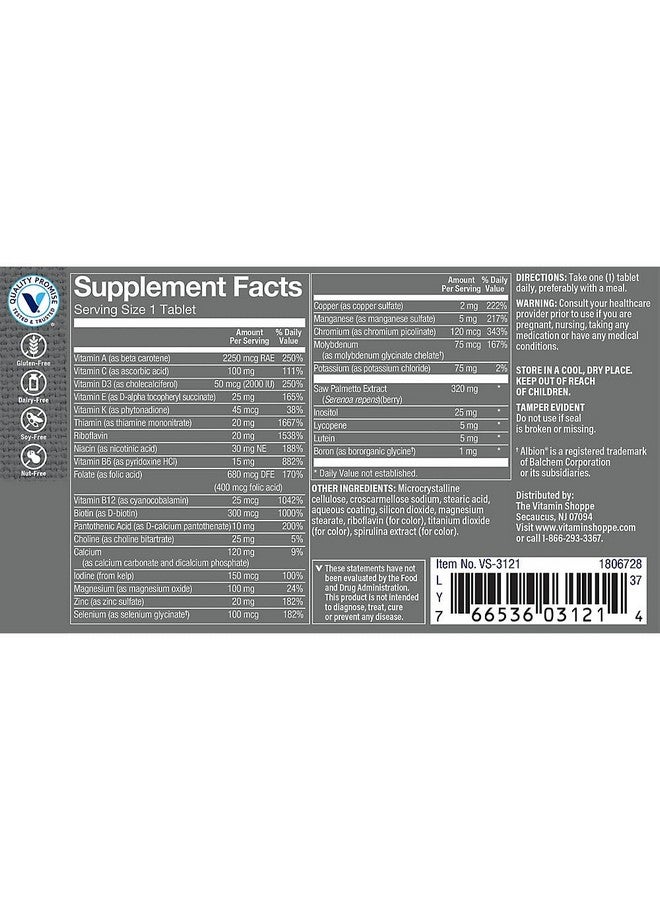 The Vitamin Shoppe One Daily Men's 50+ Multivitamin, 2,000IU Vitamin D3 Multi-Mineral, Antioxidant Supplement That Supports Energy Production, Vision and Immune Health (60 Tablets) - Image 4
