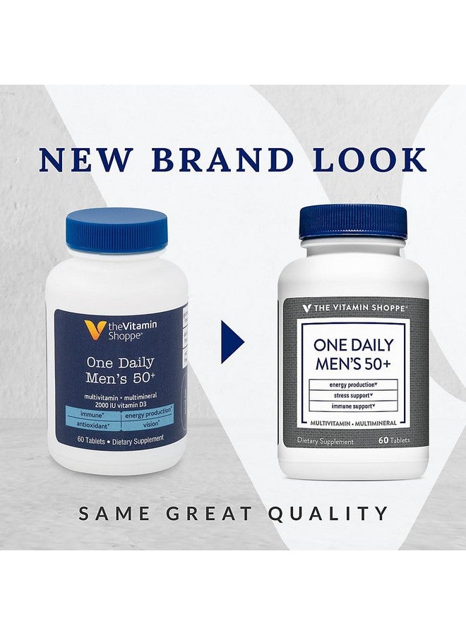 The Vitamin Shoppe One Daily Men's 50+ Multivitamin, 2,000IU Vitamin D3 Multi-Mineral, Antioxidant Supplement That Supports Energy Production, Vision and Immune Health (60 Tablets) - Image 3
