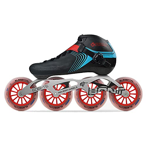 Bont GT4 Inline Speed Skates, Carbon Composite Racing Boots, 6061 T6 Aluminum Frame, Elemental 85A Wheels 100mm 110mm, ABEC5 Bearings (White/Red, 7.5 (110mm)) - Image 3