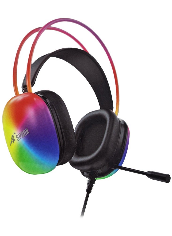 Spark Gaming Headset , Comfortable RGB Caps Headset H105 , With 3.5*1+USB and 5.1 Audio Cable , Noise Cancelling MIC , Surround Sound 360 Audio Directional Pinpoint , 110dB High Sensitivity , Captures Sound Source at all Distance , Compatible With PS/4 , PS/5 , XBOX , Switch - Black  - Image 2