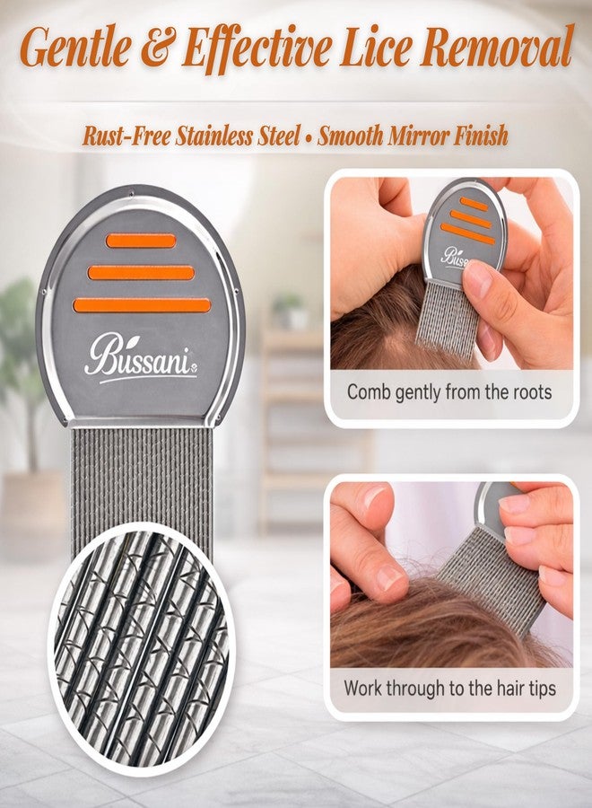 Bussani Lice Comb for Fine & Thick Hair | Lice Treatment | Nit Comb for Lice Eggs | Lice Brush | Peine para Piojos y Liendres para Niñas | Great for Dandruff & Psoriasis - Image 3