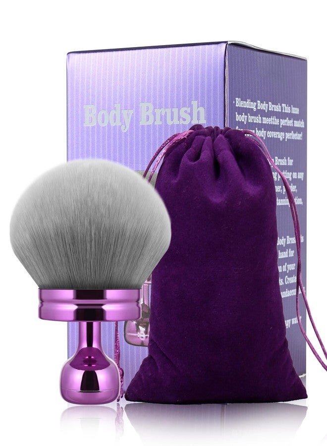 VKSG Extra Large Body Makeup Brush For Self Tanner，74mm Wide Kabuki Brush for Self Tan with Drawstring Bag,Soft Big Self Tan Brush for Body Bronzer, Self Tanner Applicator for Face Legs Arms(Purple) - Image 1