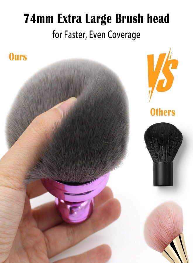 VKSG Extra Large Body Makeup Brush For Self Tanner，74mm Wide Kabuki Brush for Self Tan with Drawstring Bag,Soft Big Self Tan Brush for Body Bronzer, Self Tanner Applicator for Face Legs Arms(Purple) - Image 3