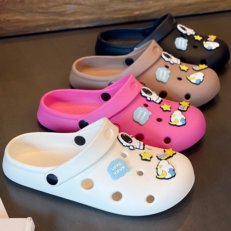Croc Shoes Women'S Summer Outer Wear Non-Slip Thick-Soled Beach Shoes Baotou Half Slippers For Men Stall Setting - Image 2