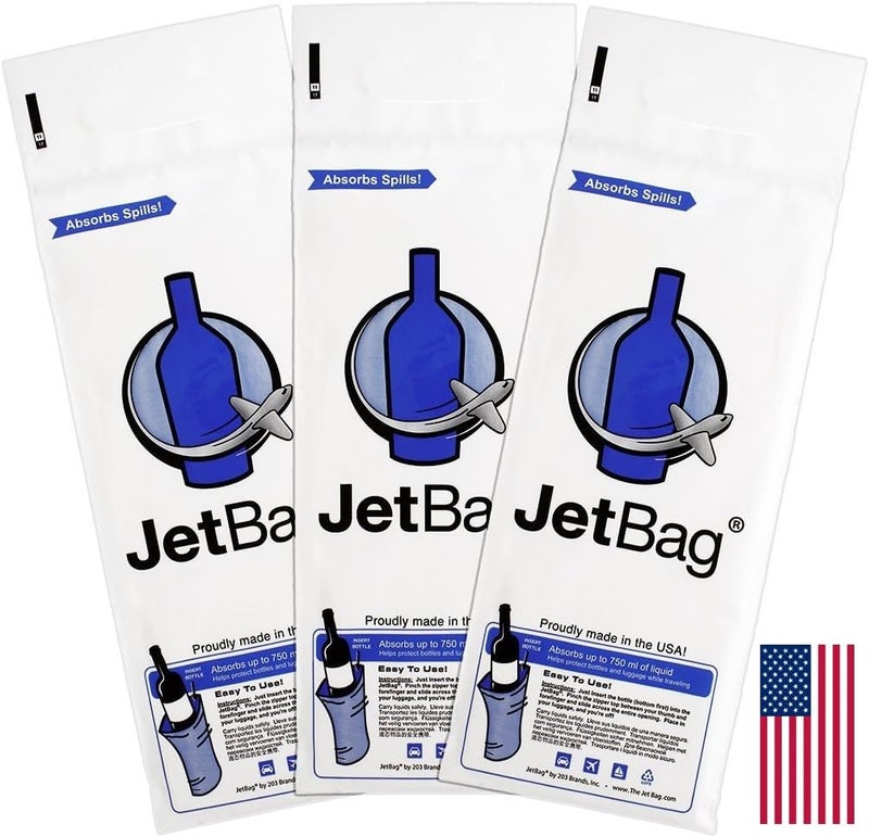 JetBag Jet Bag Bold - The Original ABSORBENT Wine Bottle Travel Protector Bags - Resusable Bottle Bags (3 Pack) MADE IN THE USA - Image 1