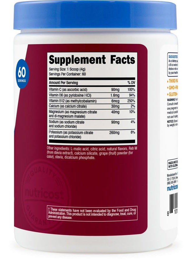 Nutricost مسحوق مركب الإلكتروليت (60 حصة، عنب) - مشروب مكمل للترطيب مع الفيتامينات والمعادن - Image 5