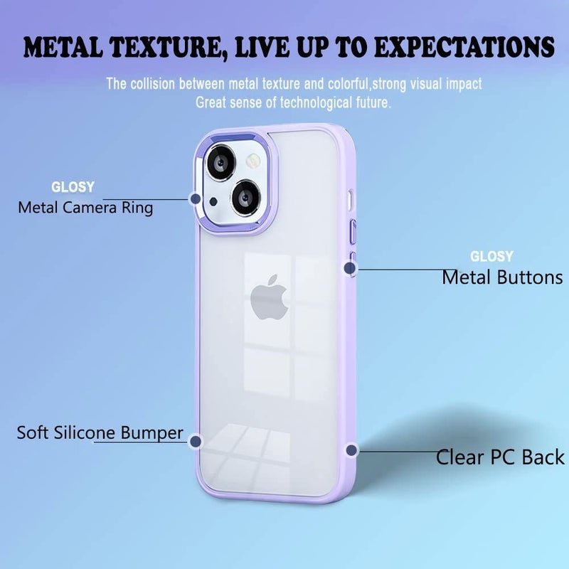 Mobistyle Designed for iPhone 15 Back Cover, Enhanced Metal Camera Guard Shockproof Back Cover Case Compatible with iPhone 15 (Polycarbonate | Purple) - Image 2