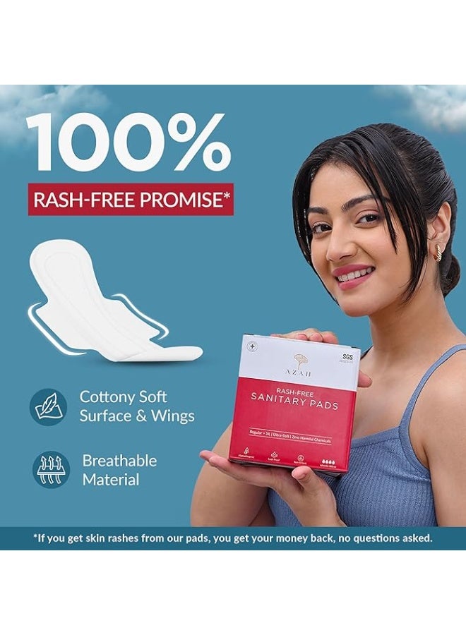AZAH Sanitary Pads for Women [Pack of 20] | 240 MM Sanitary Napkins | 100% Rash-Free | 3x More Absorption, Cottony Soft and Dry Top Cover for heavy Flow | Toxin Free, Locks Odour, Leak-Proof - Image 2