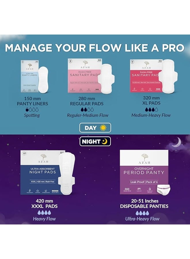 AZAH Sanitary Pads for Women [Pack of 20] | 240 MM Sanitary Napkins | 100% Rash-Free | 3x More Absorption, Cottony Soft and Dry Top Cover for heavy Flow | Toxin Free, Locks Odour, Leak-Proof - Image 3