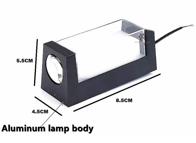 Mufasa Aluminium 2+1 Watts 8.5Cm Front And Down Light Outdoor Led Bulkhead Rainproof Wall Light Fixture Lamp (Warm White) - Image 3
