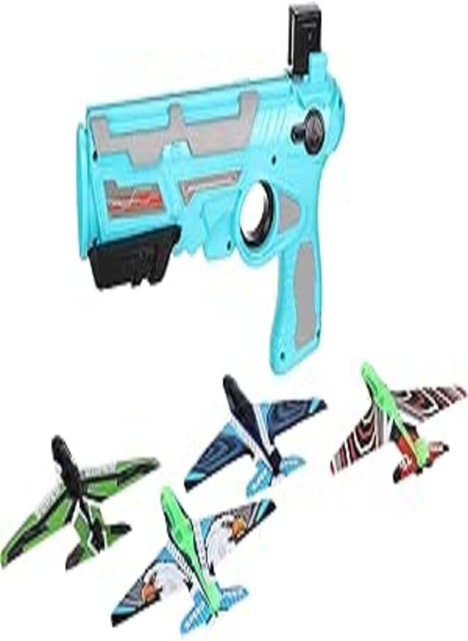 Generic Generic Airplane gun with 4 pcs foam paper airplane kit for outdoor toys (blue)-small 