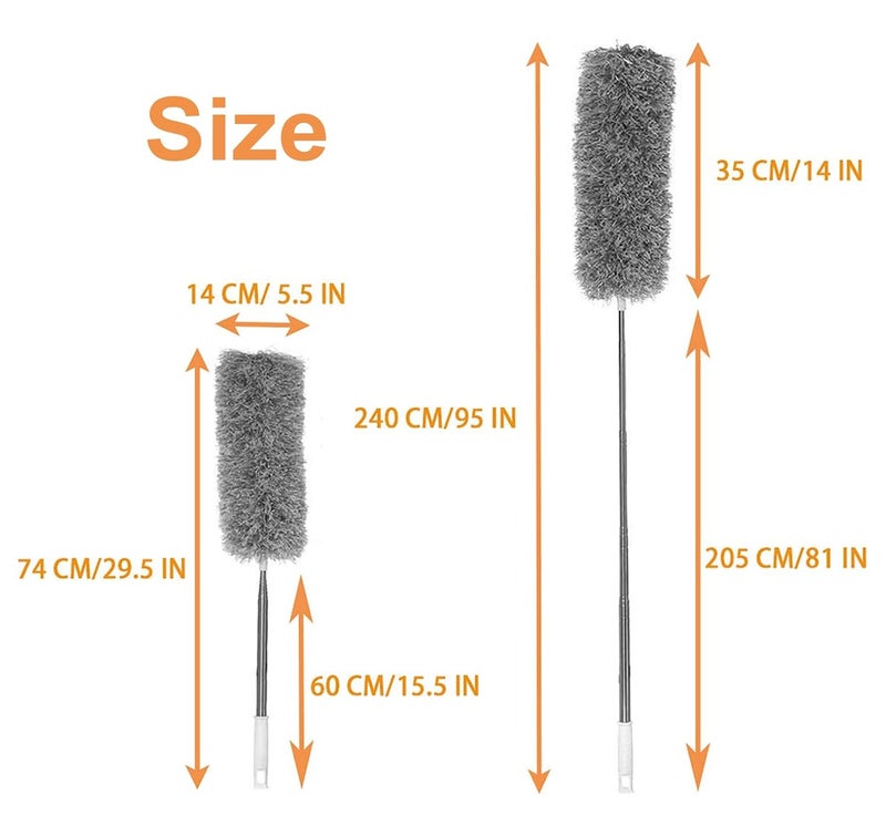 GLUN GLUN Microfiber Duster Mop with Steelness Steel Rod for Cleaning Under Bed Top of The Roof with Long Steel Handle Duster Flexible Washable Retractable Pack of 1 - Image 5