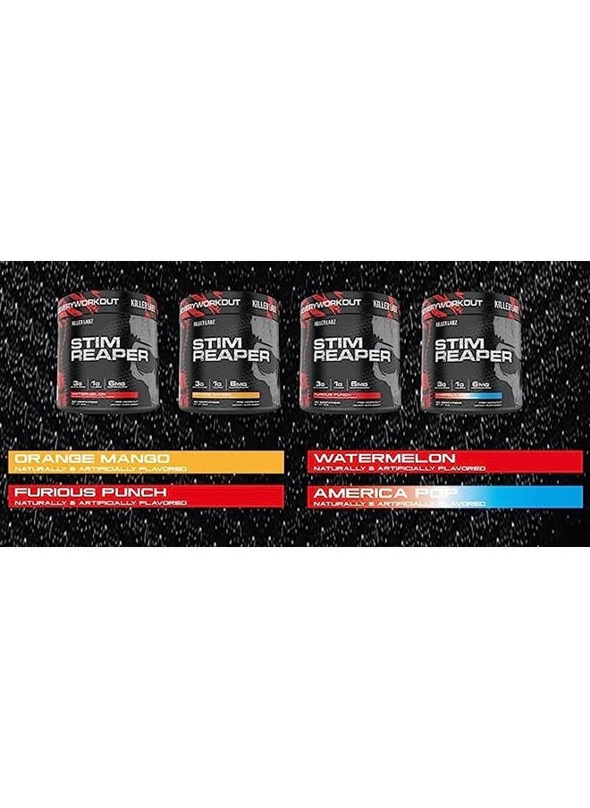 KILLER LABZ - KILLER LABZ Stim Reaper Pre-Workout | 3g Beta-Alanine | 1g Taurine | 6mg Nootropi-Stim | 30 Servings (Watermelon) - Image 1