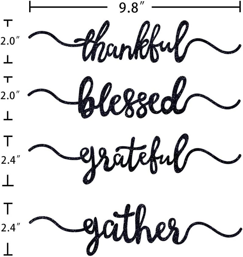Aukolass Glitter Thanksgiving Plate Cards Thanksgiving Table Decorations Grateful Thankful Blessed Gather Place Card Plate Decors for Home Party Black 16 - Image 5