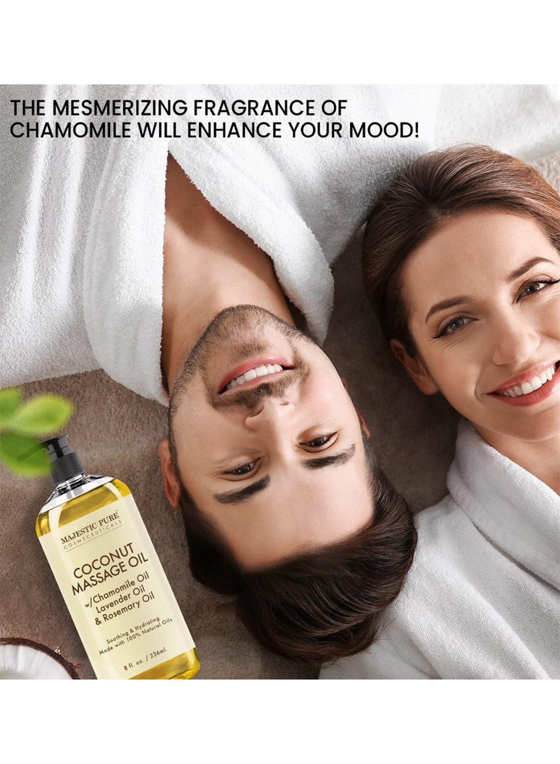 Majestic Pure Pack of 2 - Coconut Massage Oil - 236 ml Ultra-Glide Formula with Soothing Aroma Natural Oils for Massage Therapy & Pain Relief Suitable for All Skin Types, Men & Women - Image 5