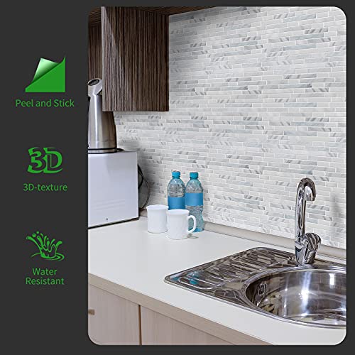 LONGKING 10-Sheet Self-Adhesive Peel and Stick Backsplash for Kitchen, Vinyl Decorative Tiles (Light Gray) - Image 2