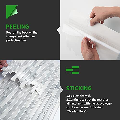 LONGKING 10-Sheet Self-Adhesive Peel and Stick Backsplash for Kitchen, Vinyl Decorative Tiles (Light Gray) - Image 5