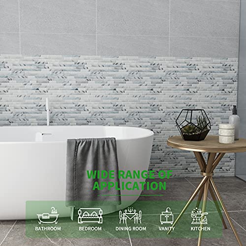 LONGKING 10-Sheet Self-Adhesive Peel and Stick Backsplash for Kitchen, Vinyl Decorative Tiles (Light Gray) - Image 3