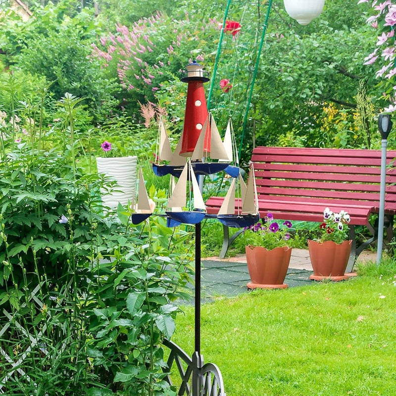 كلاراكو بحري - منحوتة فنية للرياح، ديكورات حدائق، منحوتة فنية حركية للرياح، تصميمات فريدة لديكور حدائق طواحين الهواء الشراعية، مصيدة رياح كبيرة لساحة قارب شراعي بثلاثة أقدام مدببة - Image 4