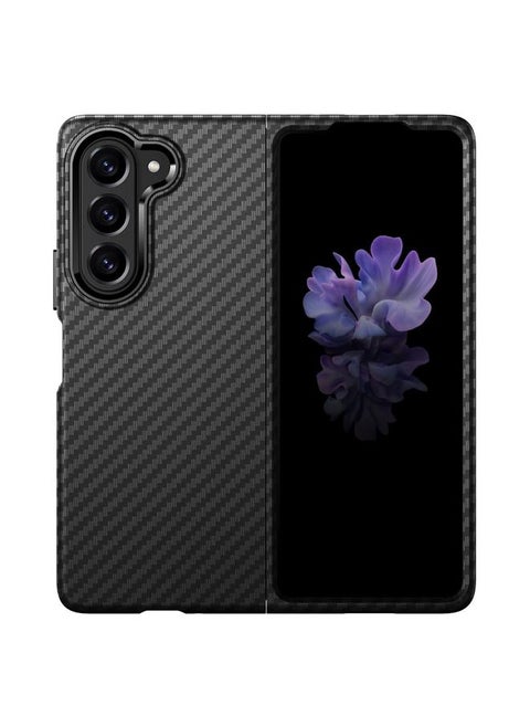 For Samsung Galaxy Z Fold5 Water Sticker PC Folding Phone Case(Carbon Fiber Black)