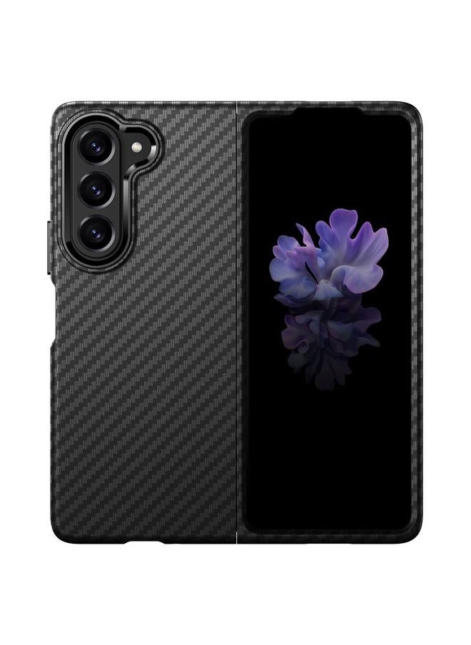 For Samsung Galaxy Z Fold5 Water Sticker PC Folding Phone Case(Carbon Fiber Black)