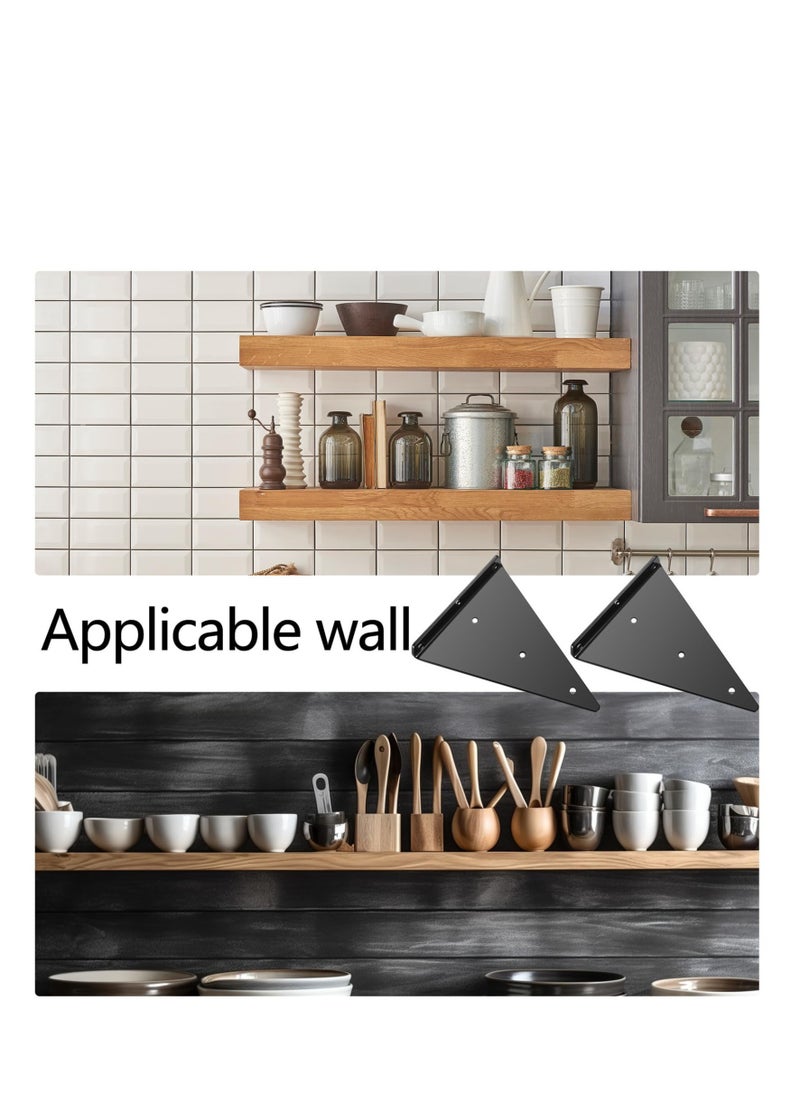 Excefore - Floating Shelf Brackets, 13x16.5 cm 4 Pcs Wall Mounted Hidden Triangle Shelf Bracket, Wall Brackets for Shelves Support, Floating Shelf Hardware for Home Decor/Organization, with Screws - Image 1