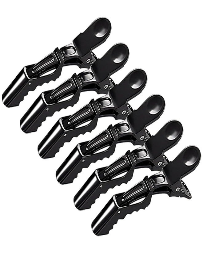 VIVIAN Professional Hair Styling Clips Sectioning Crocodile Hair Clips Duckbill Clips Section Clips for Women, Non-Slip Hairdresser (Black), Pack of 6 - Image 1