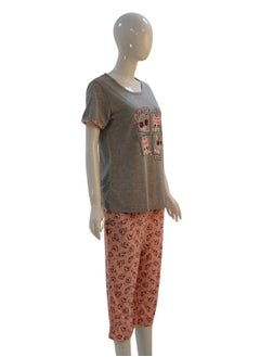 JOANNA JOANNA Women's Hello I'm Not A Dog Print Short Sleeve Shirt & Capri Pajama Set, Grey  - Image 4