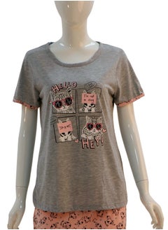 JOANNA JOANNA Women's Hello I'm Not A Dog Print Short Sleeve Shirt & Capri Pajama Set, Grey  - Image 2