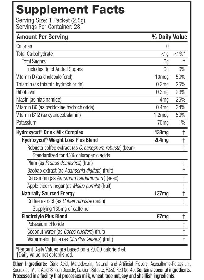Hydroxycut - Drink Mix, Lemonade - 21 Travel-Size Packets - Zero Calories Or Sugar - Boost Metabolism, Burn Calories, Increase Energy - For Women & Men - Image 1