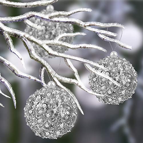 ZHANYIGY 4.25" Silver Shatterproof Christmas Ball Ornaments, 4pc Set for Xmas Trees and Holiday Decor - Image 3