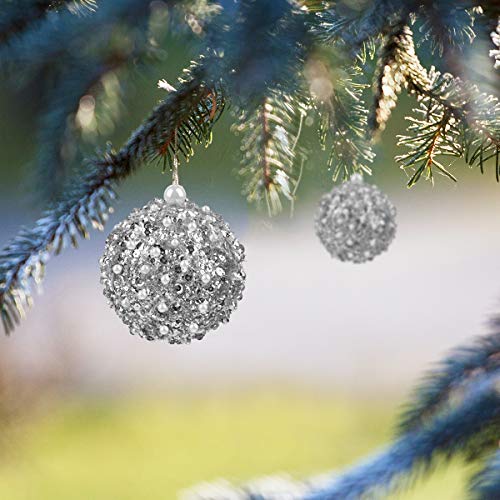 ZHANYIGY 4.25" Silver Shatterproof Christmas Ball Ornaments, 4pc Set for Xmas Trees and Holiday Decor - Image 5
