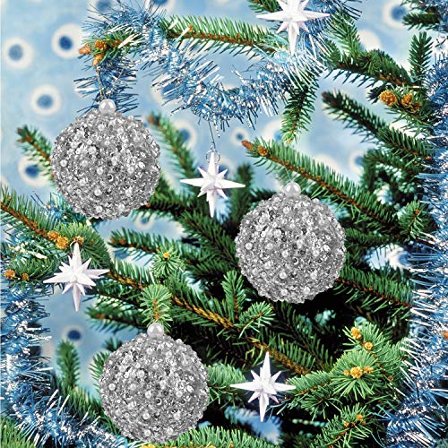 ZHANYIGY 4.25" Silver Shatterproof Christmas Ball Ornaments, 4pc Set for Xmas Trees and Holiday Decor - Image 4