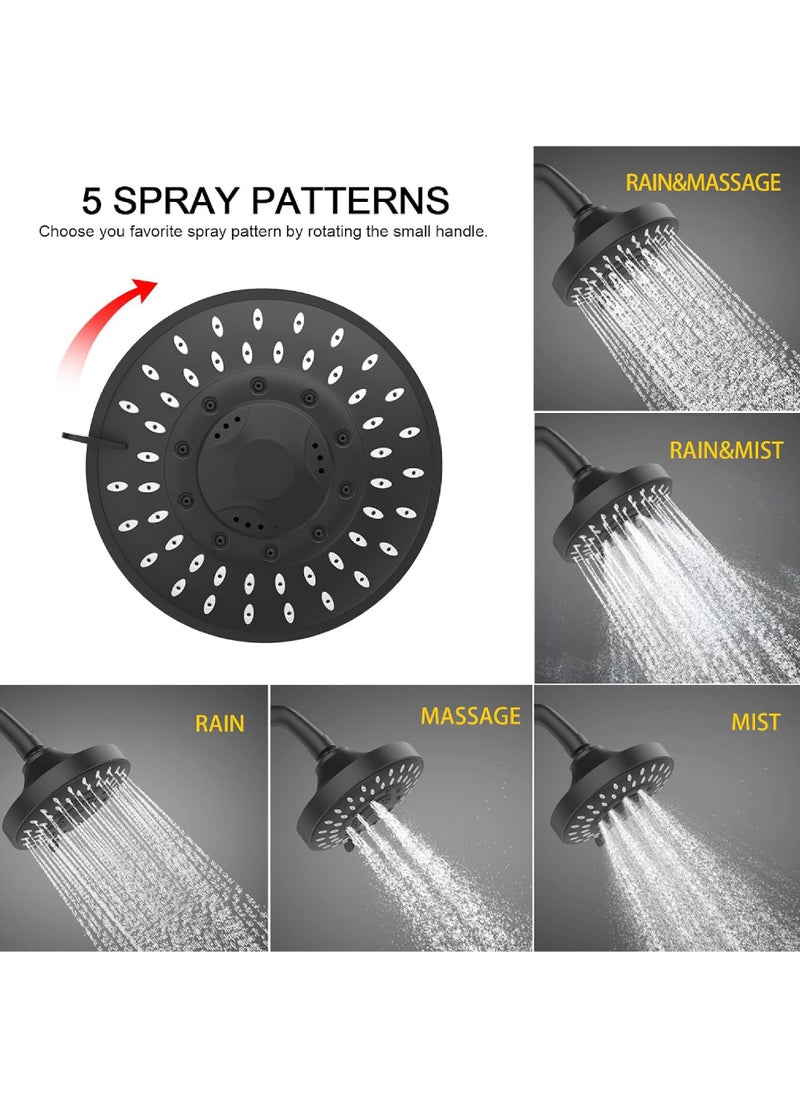 Rock Pow - Shower Head and 15 Stage Shower Filter Combo High Pressure 5 Spray Settings Filtered Showerhead with Water Softener Filter Cartridge for Hard Water Remove Chlorine and Harmful Substances - Image 1