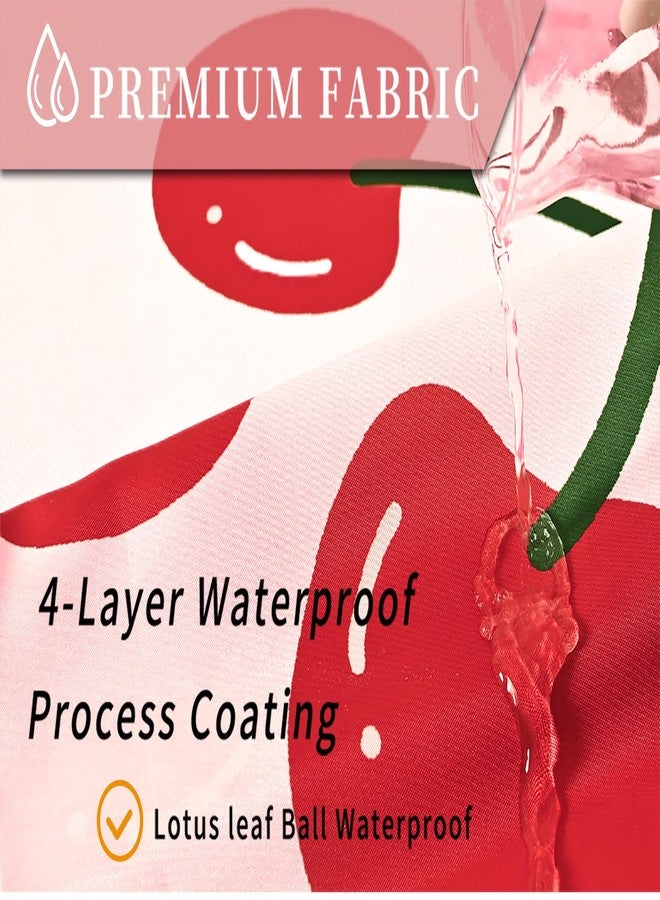 Anybar Fabric Shower Curtain Cute Floral Cherry Curtains Waterproof Soft Polyester Bathroom Curtain- Decorative Washable Privacy Cloth Shower Curtain for Bathroom Hotel (72x72inch) Pink - Image 5