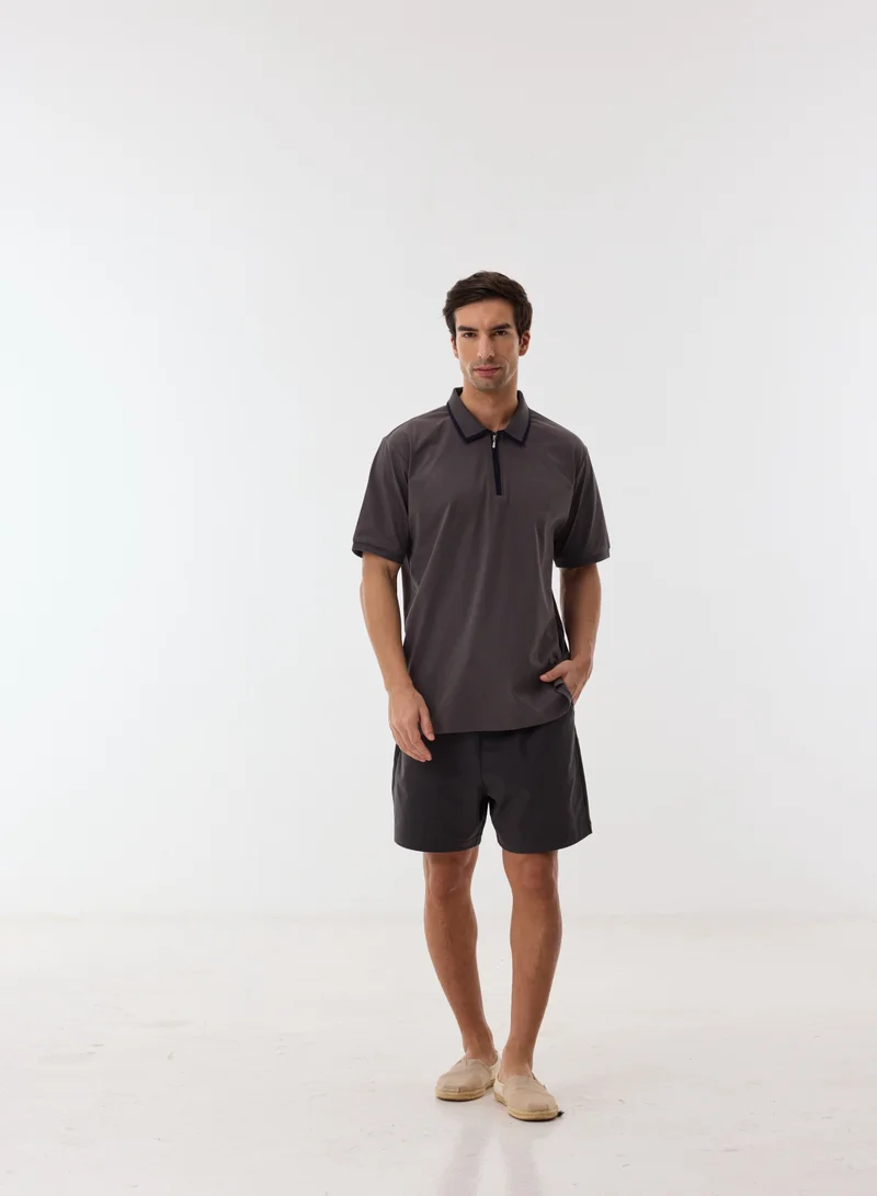 Ashita Fernandes  Basil Men’s Grey Cotton Blend Shorts – Relaxed Fit Knee Length Lightweight Casual Wear for Men | Best Price UAE