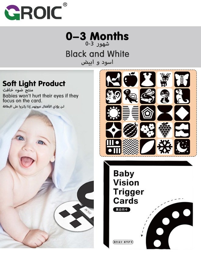 GROIC 80 PCs High Contrast Baby Flashcard, Black White Colorful Visual Stimulation Learning Activity Card for Babies，Newborn Brain Development Toys Newborn Infants Toys Gift  - Image 3