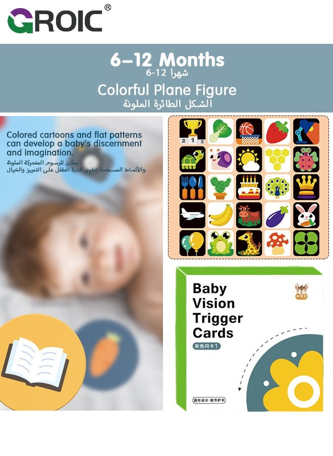 GROIC 80 PCs High Contrast Baby Flashcard, Black White Colorful Visual Stimulation Learning Activity Card for Babies，Newborn Brain Development Toys Newborn Infants Toys Gift  - Image 5