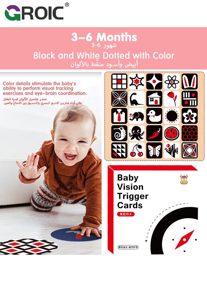 GROIC 80 PCs High Contrast Baby Flashcard, Black White Colorful Visual Stimulation Learning Activity Card for Babies，Newborn Brain Development Toys Newborn Infants Toys Gift  - Image 4
